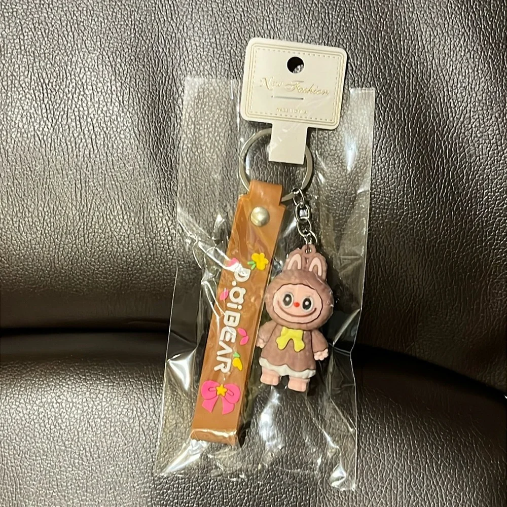 Brown Keychain Key Fob – Monster Bunny Hoodie Design NEW